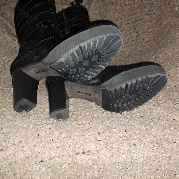 GERRY WEBER/JOSEF SEIBEL-Calf/Pony Hair-Black Leather Caged Boot-Sz 40-Near Mint - Picture 8 of 8